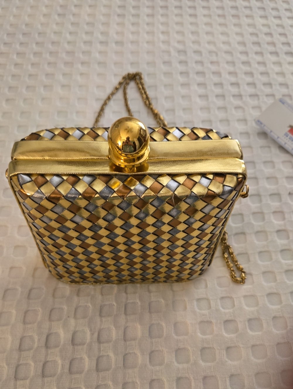 Gold Woven Evening Clutch